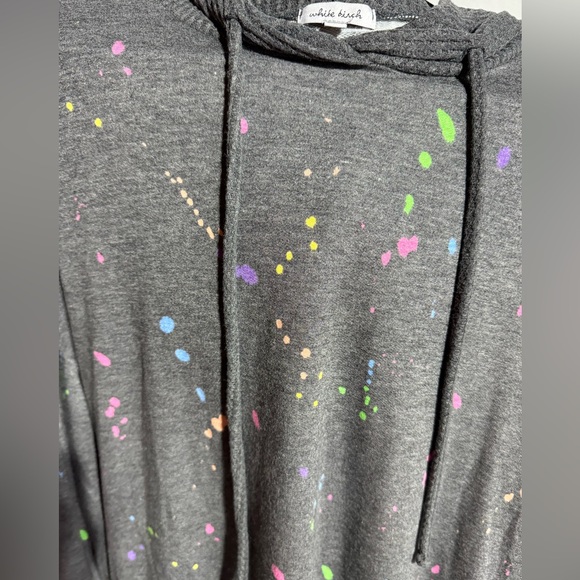 White Birch Gray With Color Splatter Sweatshirt With Pockets Size XL - Picture 3 of 6